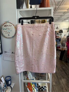 Cathy Hardwick Vintage Blush Pink Sequin Mini Skirt